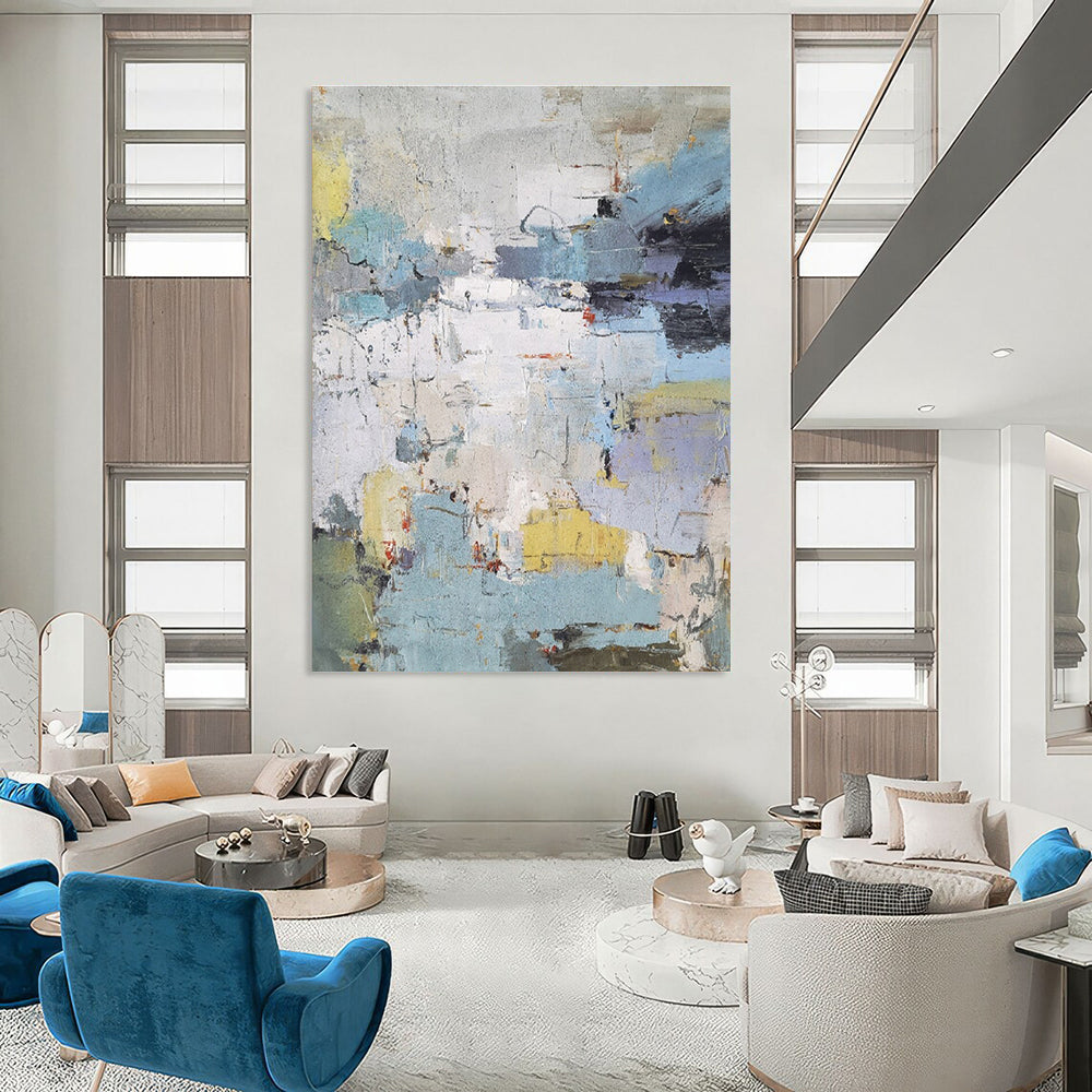 Colorful Abstract Cityscape Composition Abstract Painting for Urban - Inspired Cafes HENG352
