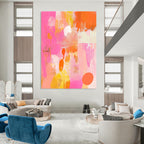 Pink and Orange Abstract Floral Painting for Cheerful Interiors GAB1452