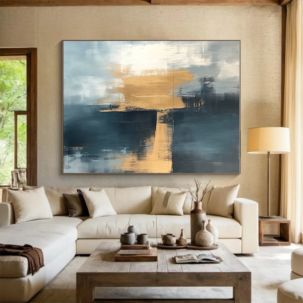 Gray - Gold Abstract Fusion Painting with Subtle Sophistication WINK380