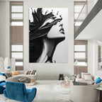 Black Ink on White Face Edgy Abstract Painting for Urban Lofts GAB1516