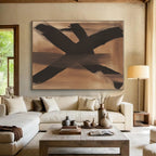 Brown Black Gestural Abstract Painting with Expressive Strokes WINK612