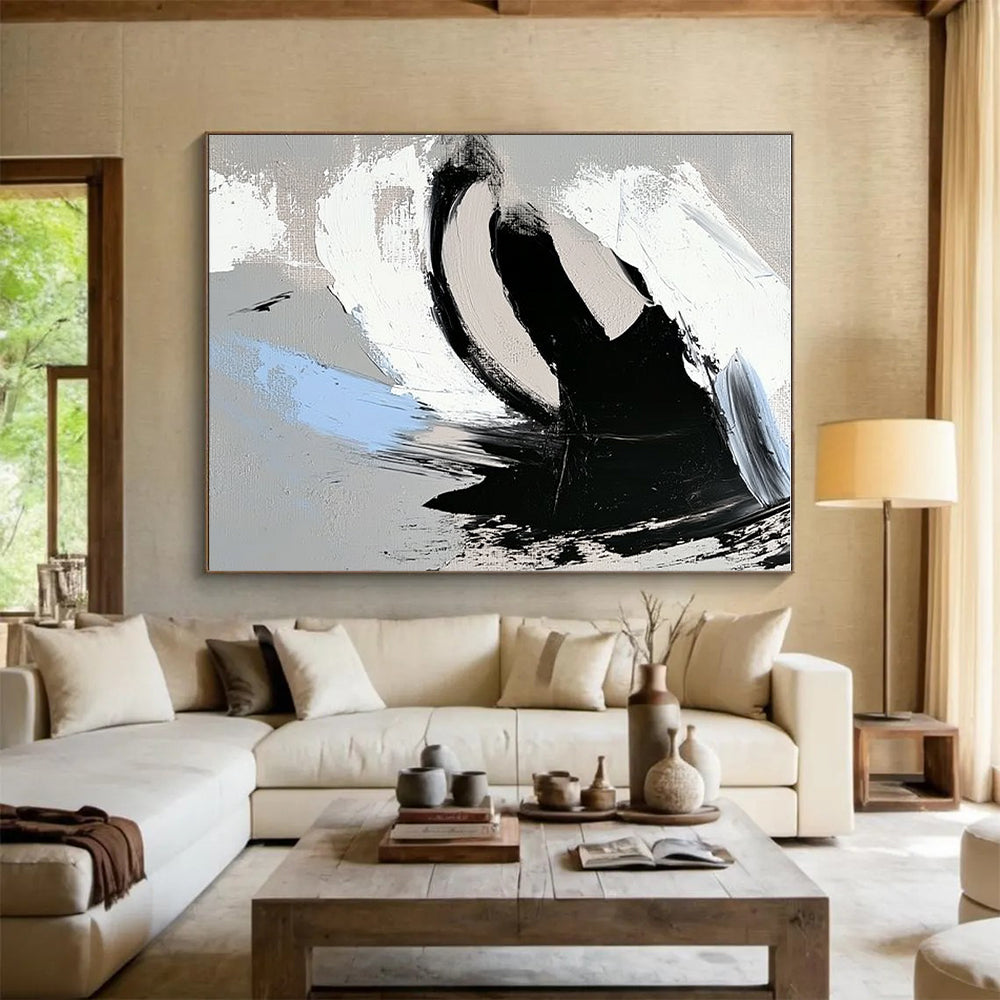 Gray - Blue Accented Abstract Painting with Cool Contrast WINK357