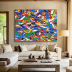 Blue Purple Gold Abstract Painting with Regal Allure WINK717