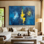 Blue - Yellow Abstract Night Painting with Mysterious Warmth WINK394