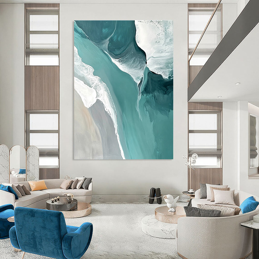 Turquoise Beach Abstract Painting for Luxury Coastal Villas GAB1021