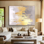 Gray - Gold Abstract Splatter Painting with Edgy Glamour WINK419