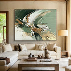 Green - Gold - White Abstract Painting with Natural Luxury WINK536