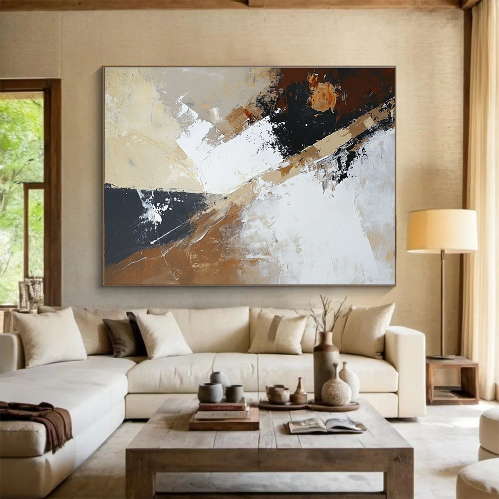 Neutral Tone Abstract Angles Painting with Subtle, Sophisticated Dynamics ABS486