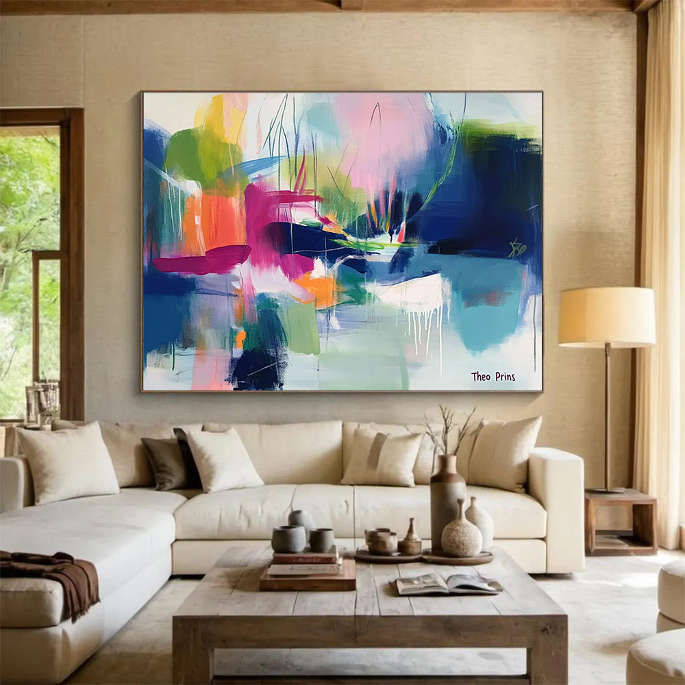 Colorful Landscape Abstract Painting with Lush, Imaginative Forms ABS530