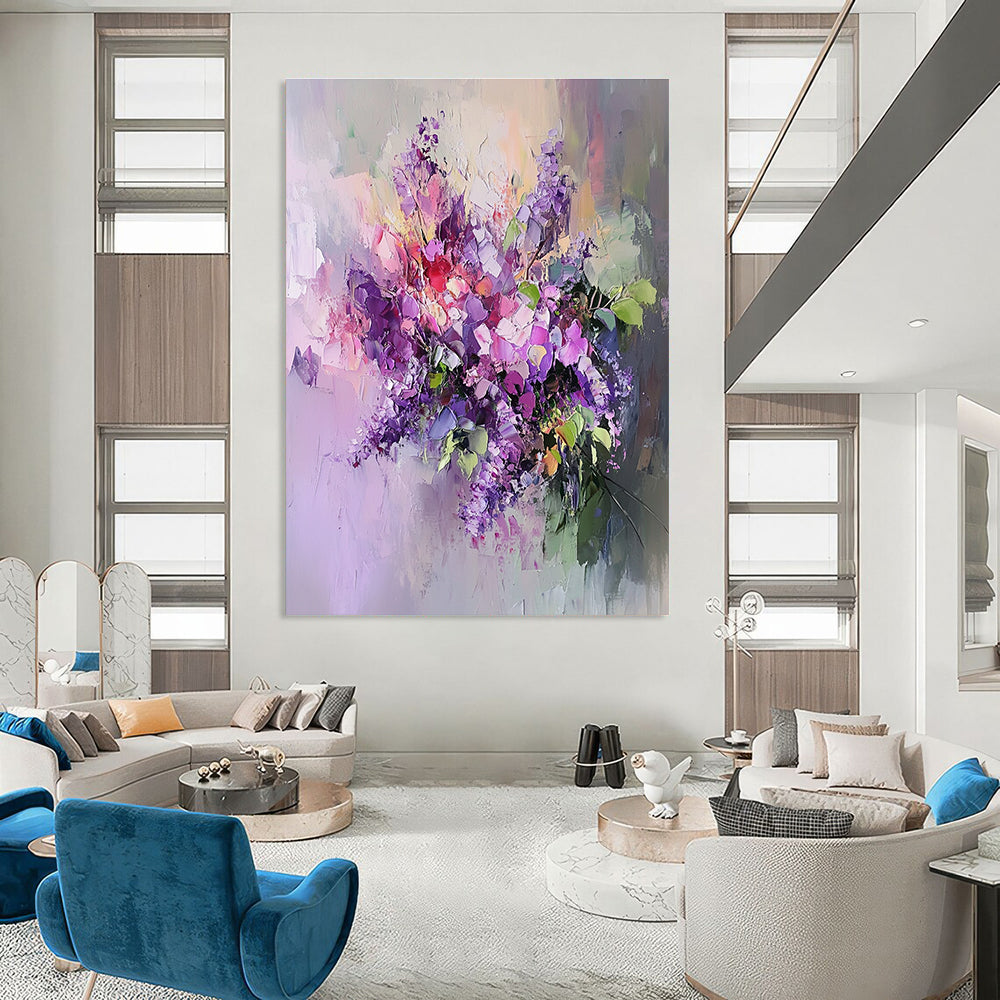 Colorful Flower Bouquet Abstract Painting with Textured Blooms GAB0045