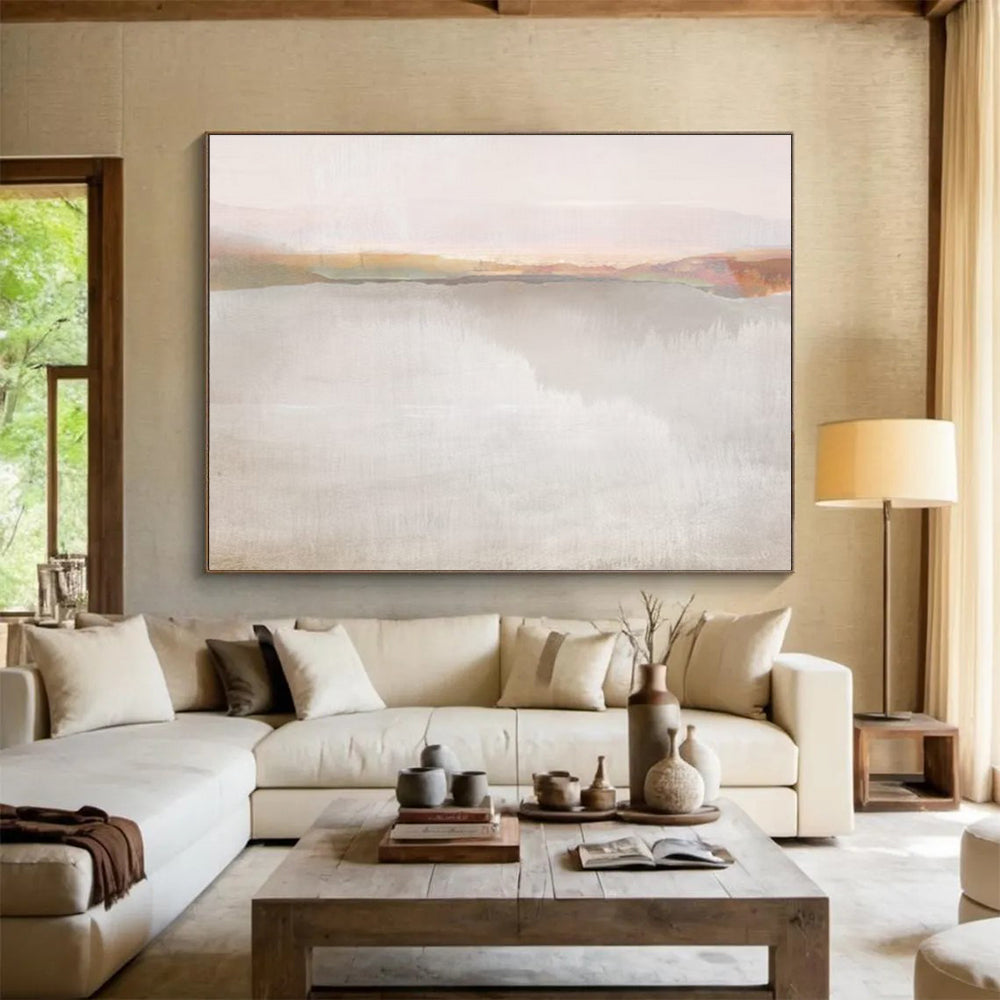 Soft Lake Abstract Painting for Tranquil Bedrooms YHT120