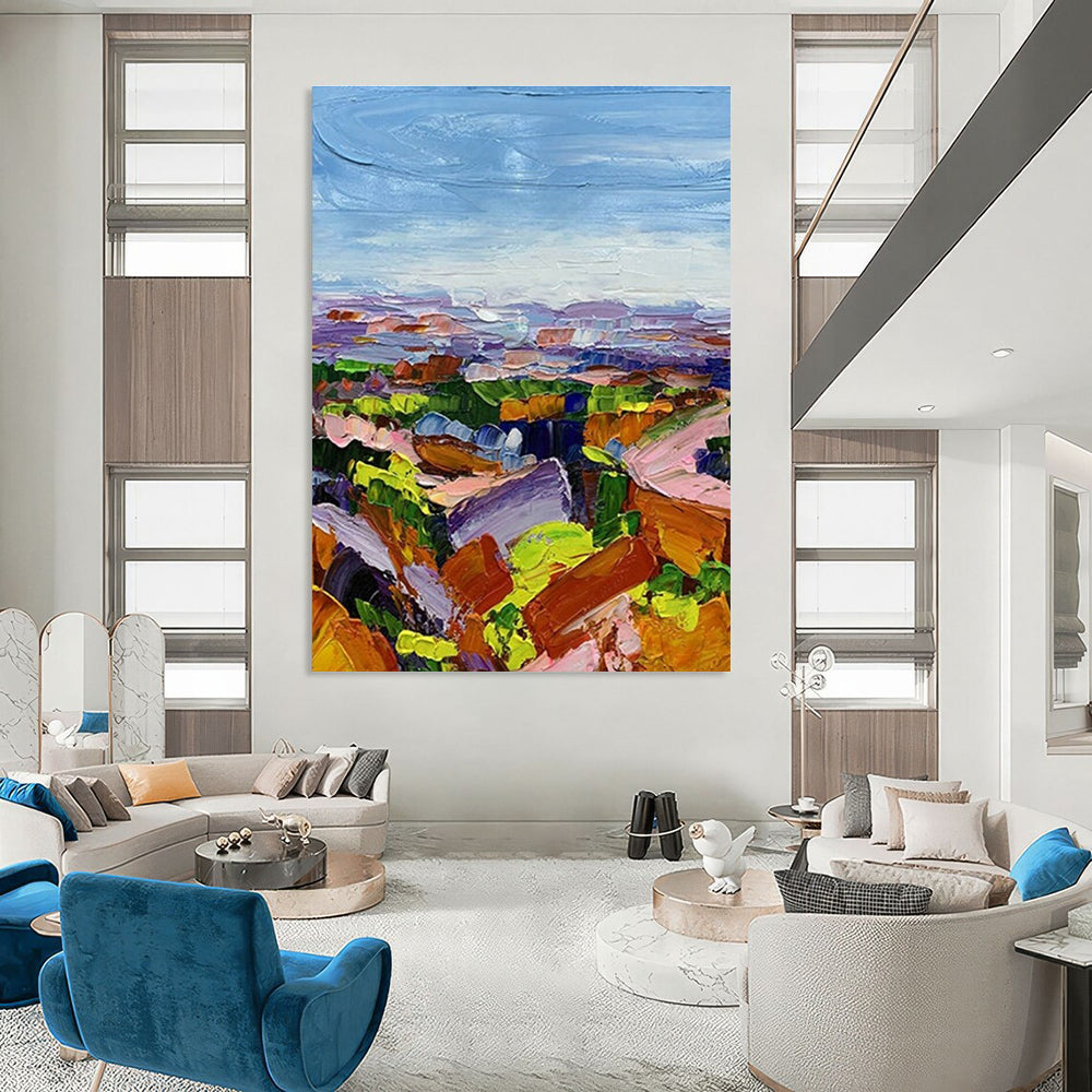 Vivid Colorful Landscape Impasto Painting for Nature - Inspired Spaces HENG276