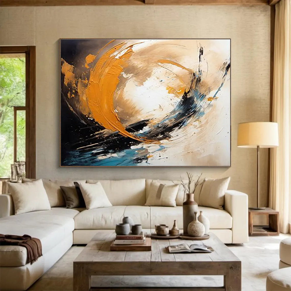 Dynamic Swirl Abstract Painting for Energetic Interiors YHT097