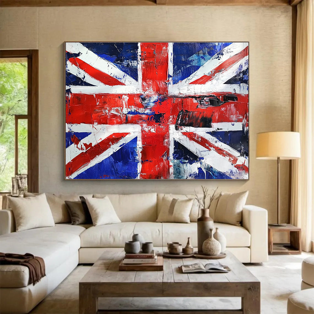 Textured Union Jack with Distressed Look Abstract Painting ABS359