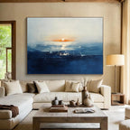 Sunset Sea Abstract Painting with Soft Color Blends ABS277
