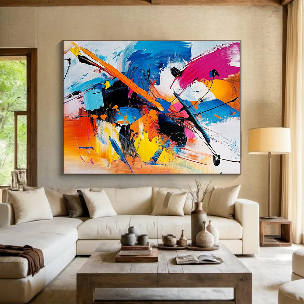 Colorful Dynamic Abstract Painting with Vivid Brushstrokes WINK640
