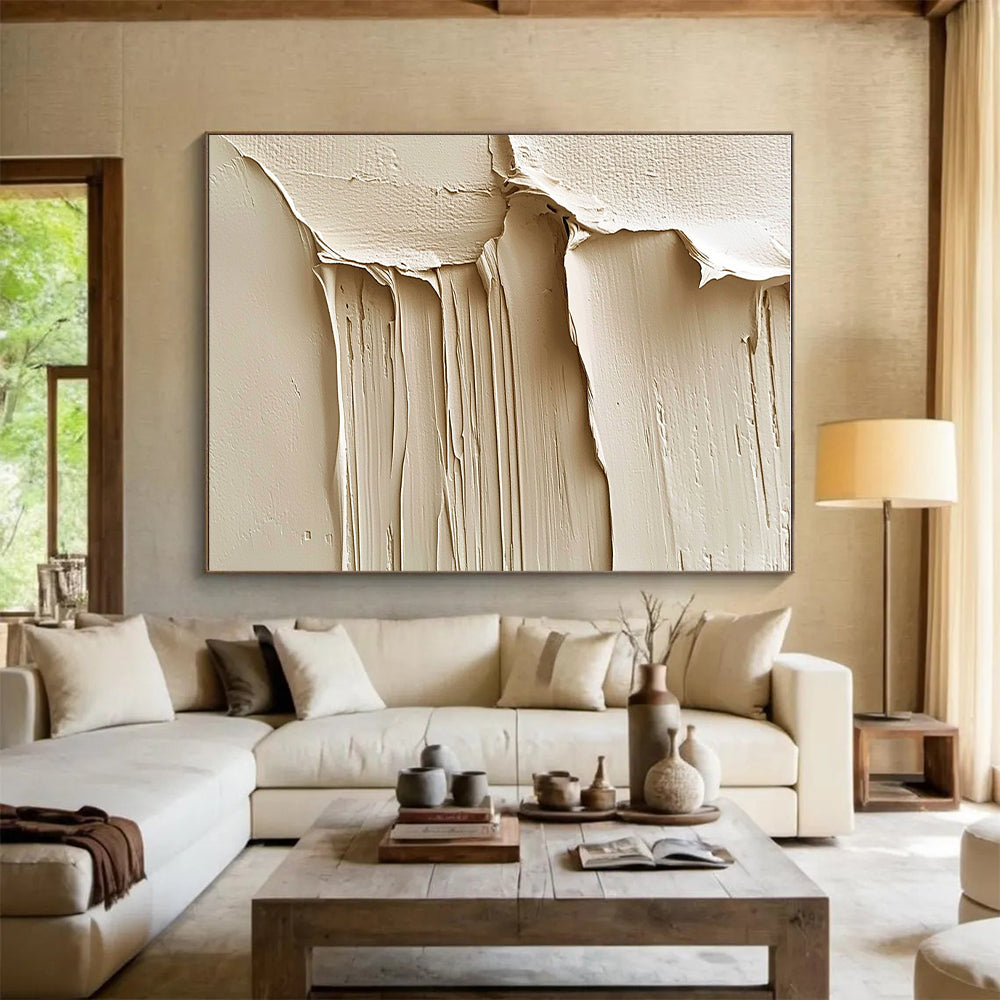 Beige Textured Layers Abstract Painting with Subtle Sophistication WINK071