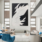 Black - White Swirl Textured Art Abstract Painting for Bold Interiors HENG398