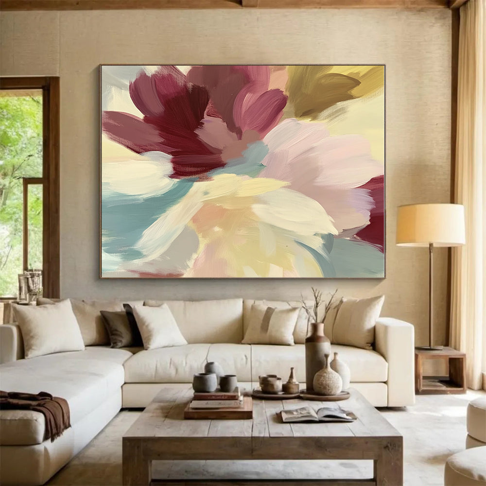 Colorful Abstract Flowers Painting with Cheerful Blooms WINK413