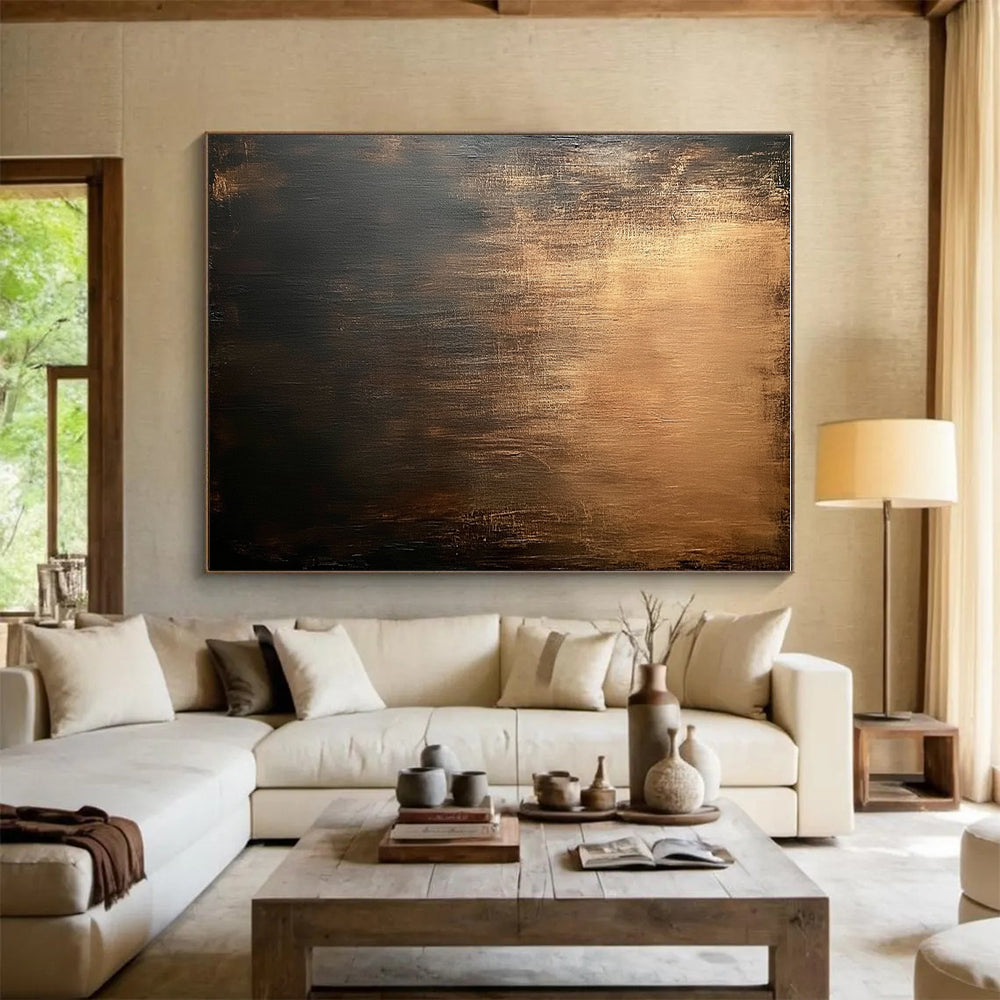 Bronze and Black Gradient Abstract Painting with Rich Depth WINK118