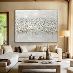 White Flower Field Abstract Painting for Minimalist Bedroom Retreats YHT214