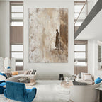 Solitary Figure Silhouette Abstract Painting in Neutral Tones GAB0022