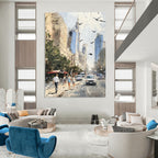 Busy Urban Sidewalk Dynamic Cityscape Abstract Painting GAB0285