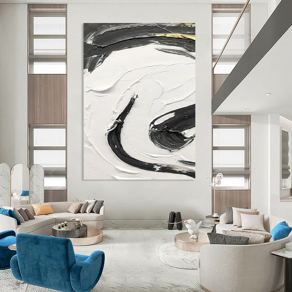Gray - Brown Abstract Landscape Painting for Serene Home Offices HENG378