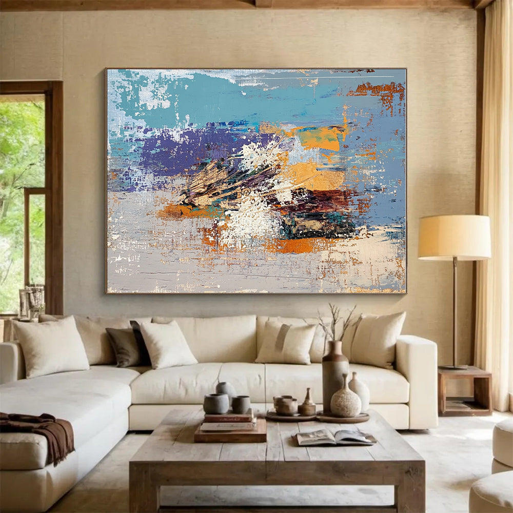 Blue Orange Abstract Painting with Warm - Cool Harmony WINK759