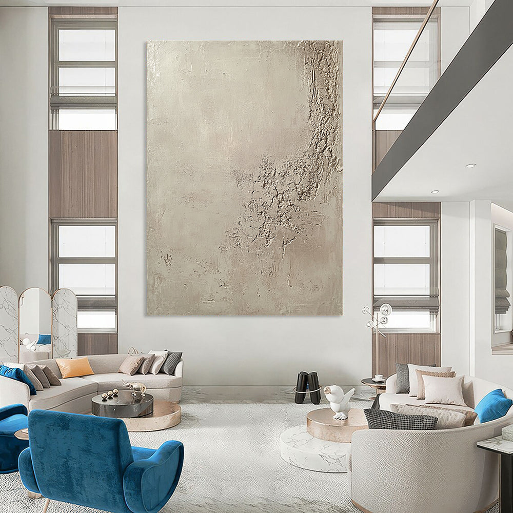 Textured Beige Canvas Minimalist Abstract Painting GAB0355