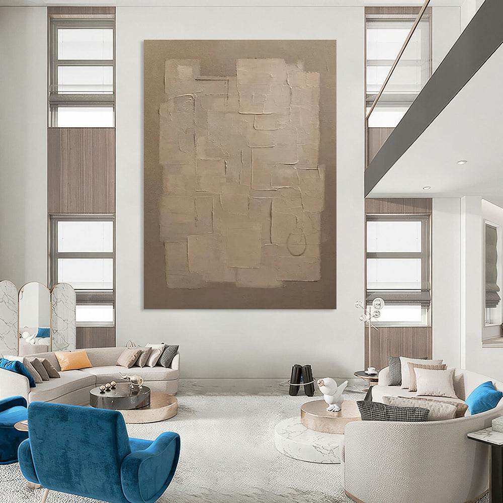 Beige Textured Abstract Painting for Timeless Home Interiors HENG489