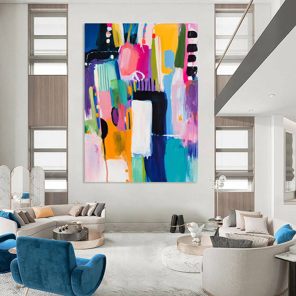 Colorful Abstract Blocks Painting for Playful Kids' Rooms GAB1143