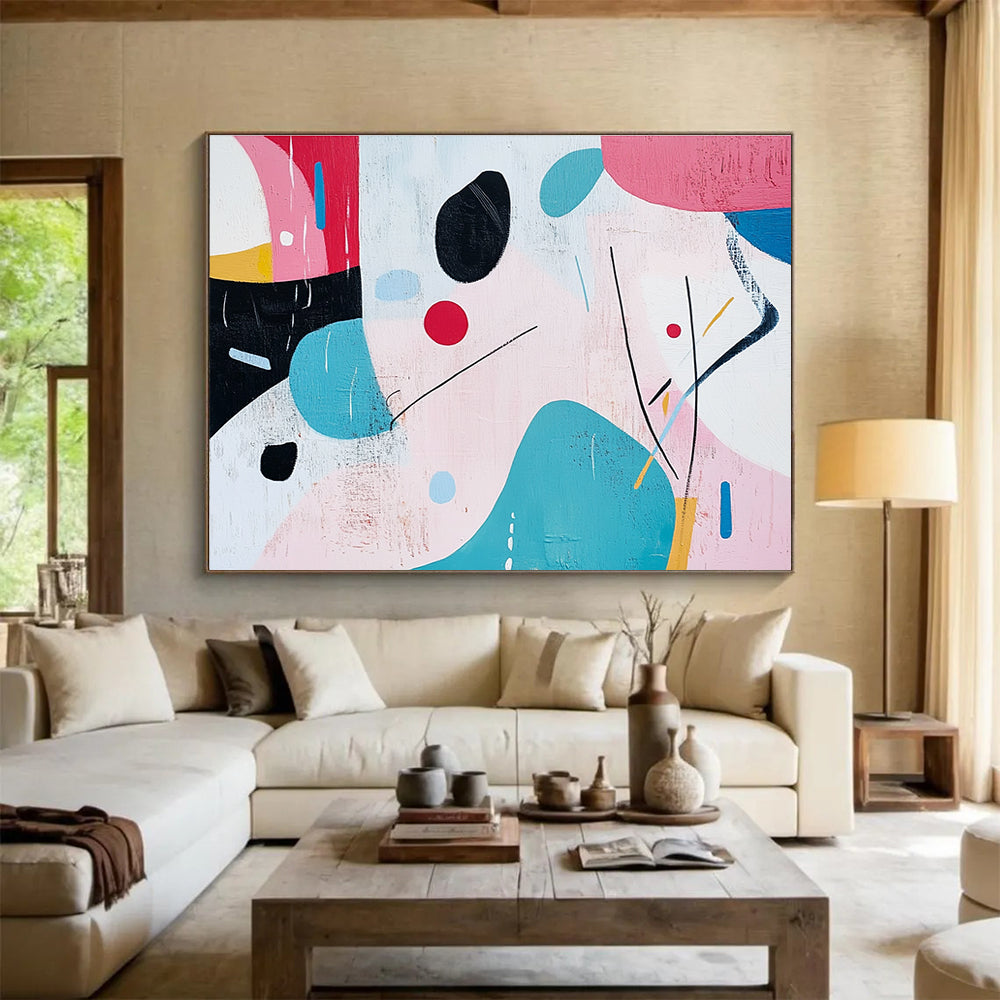 Playful Shape with Pastel and Bold Colors Abstract Painting ABS346