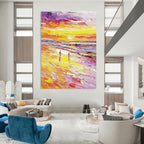 Beach Sunset Walk - Romantic Seascape Abstract Painting GAB0570