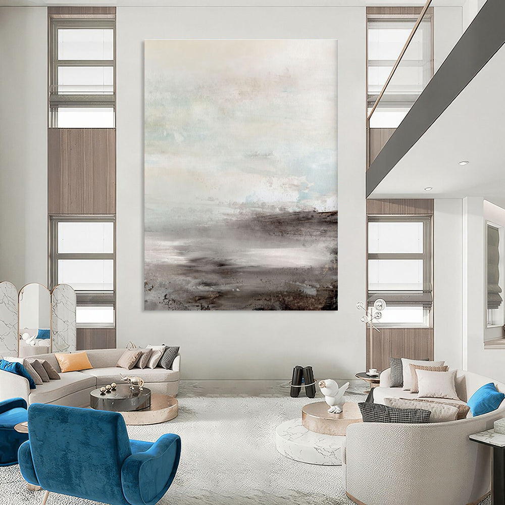 Light - Toned Landscape Abstract Painting for Minimalist Home Offices HENG154