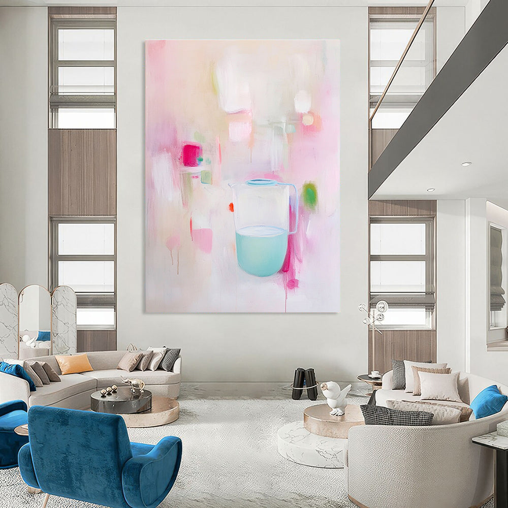 Pastel Pitcher Still Life Soft - Hued Abstract Painting GAB0357