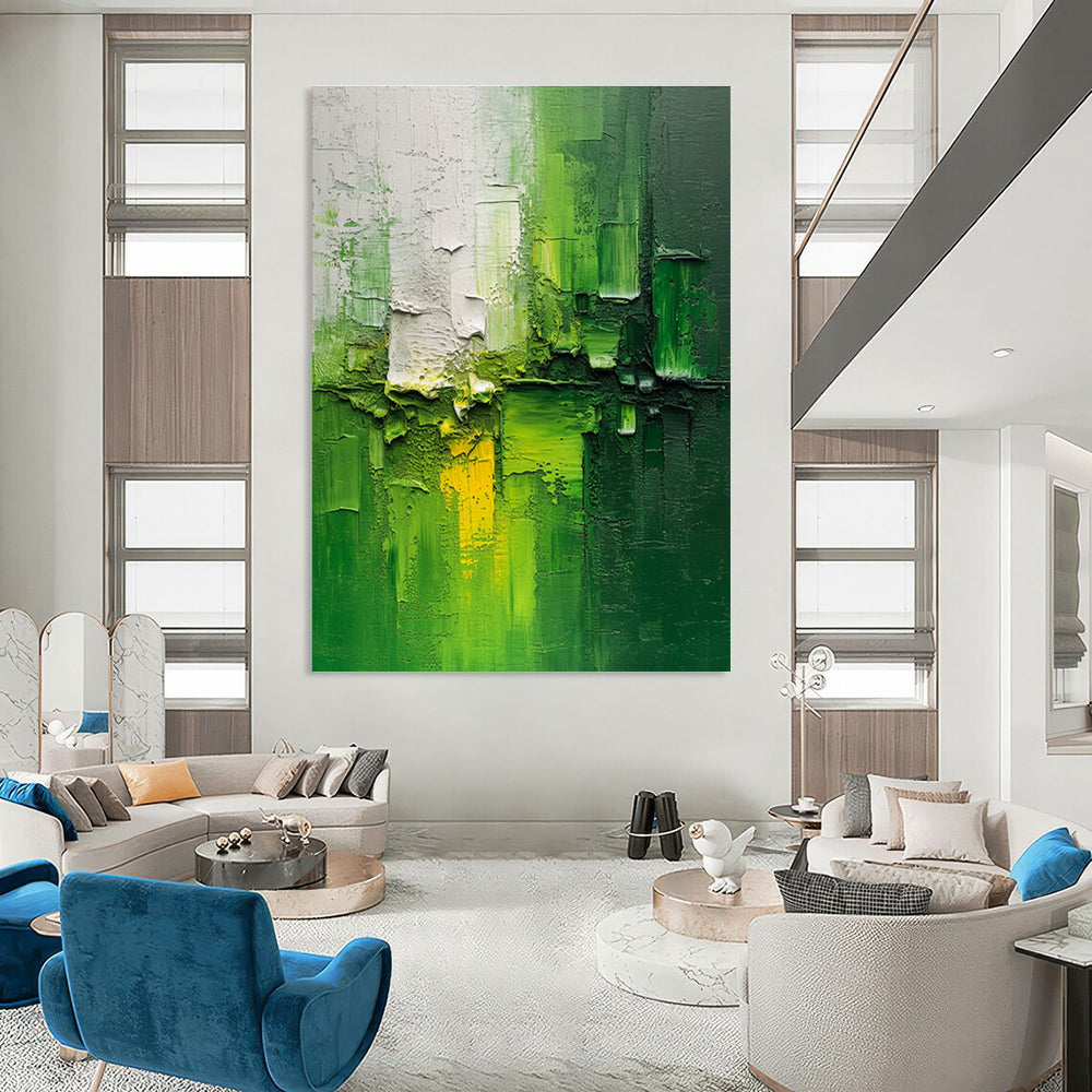Textured Green Abstract Painting for Contemporary Art Cafes HENG003