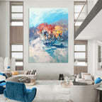 Cyclists in Motion Abstract Painting for Sports - Lover's Man Caves HENG532