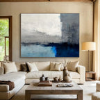 Grey - Blue Abstract Horizon Painting for Serene Spaces YHT073