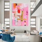 Pink Collage Abstract Painting for Bohemian - Inspired Cafes GAB1202
