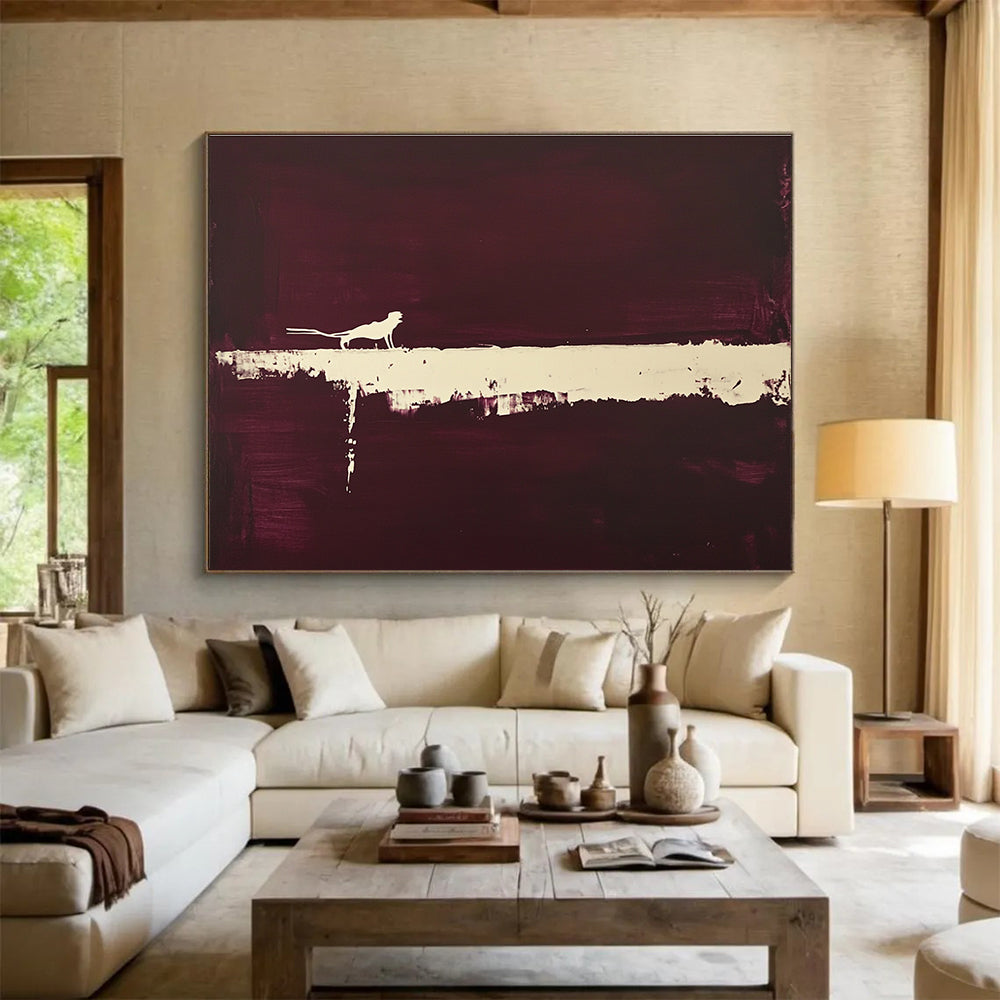 Silhouette on Purple Abstract Painting with a Mysterious Vibe ABS254