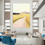Yellow Field Path Pastoral Abstract Painting GAB0328