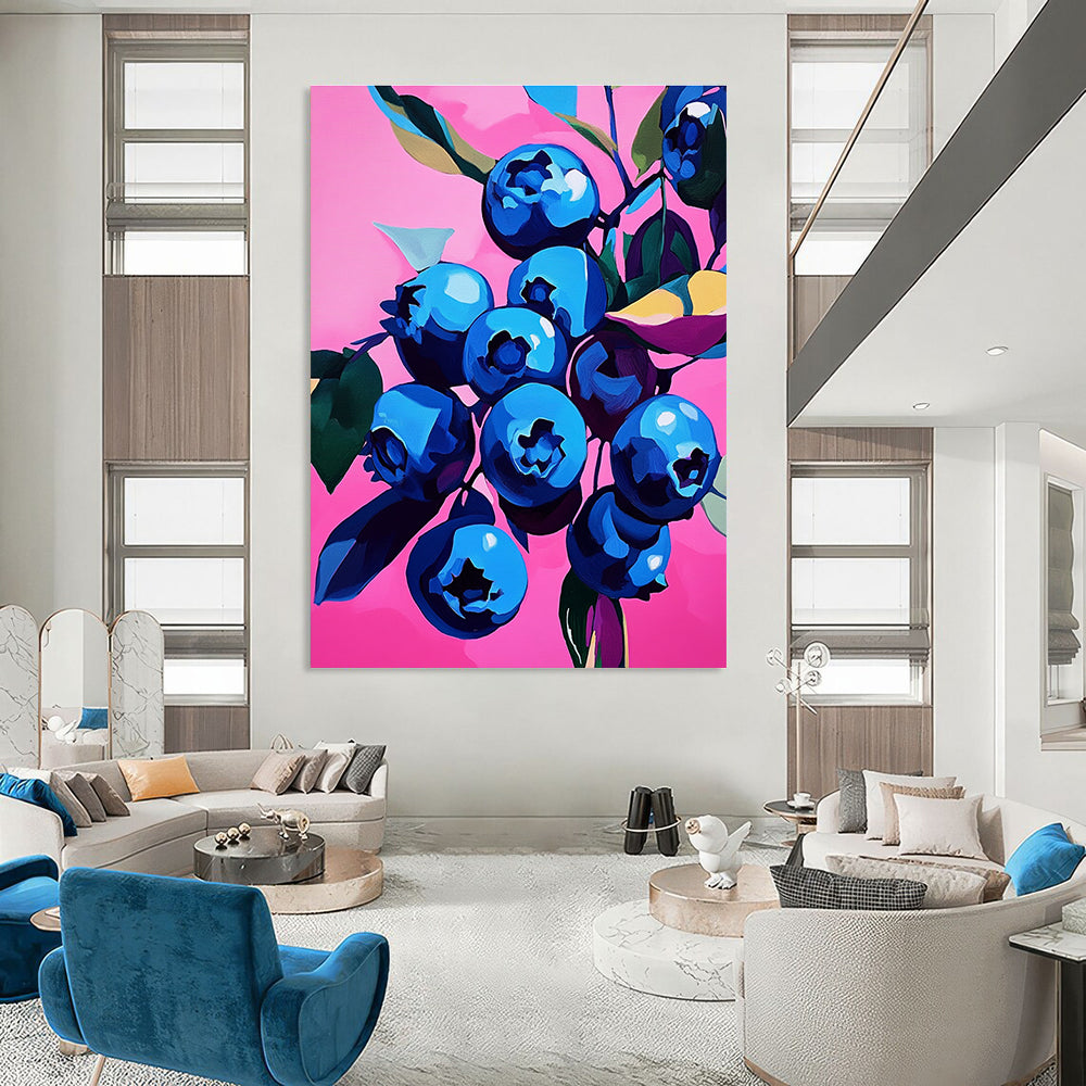 Blueberries on Pink - Pop Art Still Life GAB0387