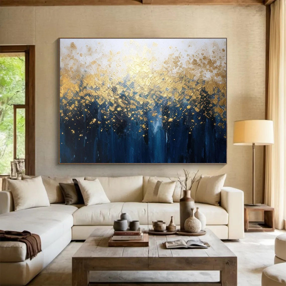 Golden Forest Abstract Magical Landscape Painting for Enchanted Spaces YHT047