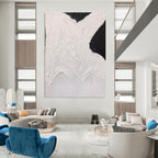 Black - White Textured Shape Abstract Painting for Art - Centric Nooks HENG405