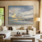 Cloudy Sea Reflection Abstract Painting for Tranquil Bedroom Retreats YHT255