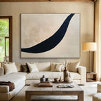 Curved Black Line on Beige Abstract Painting ABS584