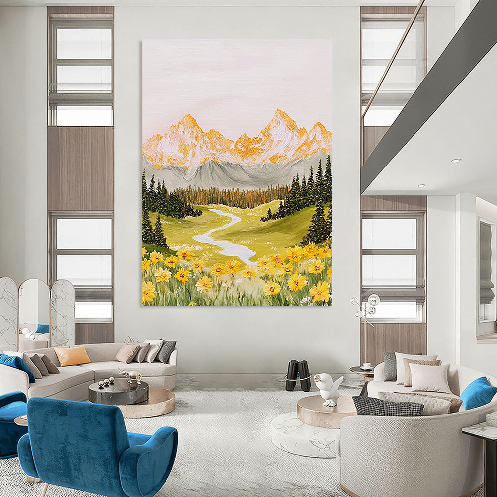 Mountain Valley Idyllic Abstract Painting for Rustic Interiors GAB1488