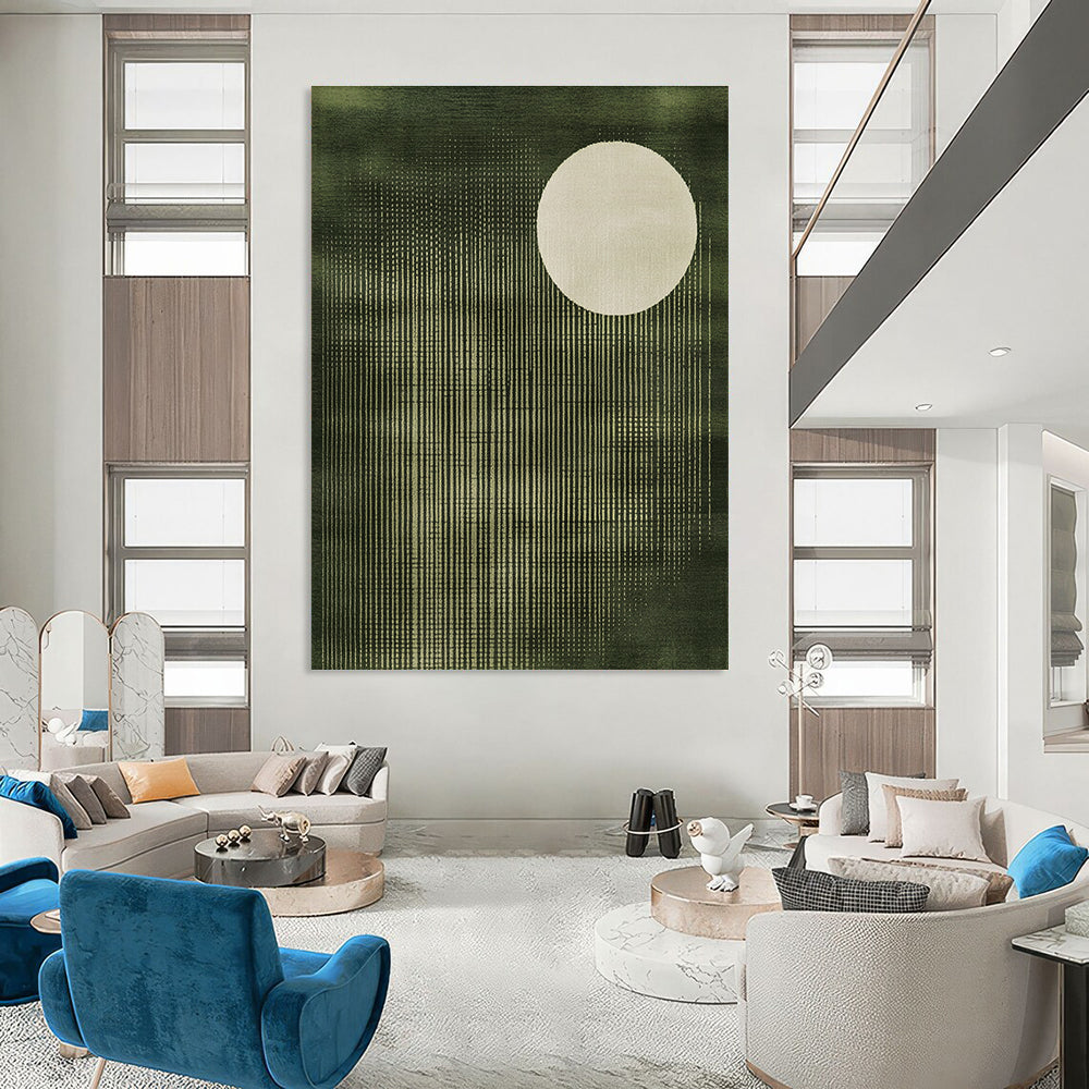 Green and White Circular Art - Minimalist Abstract Design GAB0407