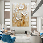 3D Cream - Colored Flowers Tactile Abstract Painting for Cozy Interiors GAB1527